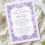 Convite Purple Floral Card Shower by Mail 50th Birthday<br><div class="desc">This personalized birthday card shower invitation is perfect for hosting a shower by mail to celebrate a 50th birthday or any milestone birthday, inviting friends and family to send heartfelt cards to someone special. The hand drawn design features a retro inspired Talavera style, lavender floral border frame with a butterfly...</div>