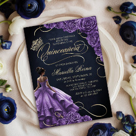 Convite Purple Floral Dress Quinceañera