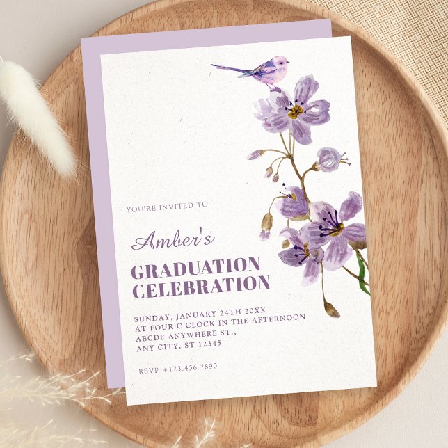 Convite Purple floral graduation (Criador carregado)