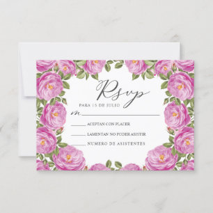 Convite Purple Floral Nuestra Boda Casamento Espanhol RSVP