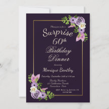 Purple Floral Surprise 60º Janto de aniversário
