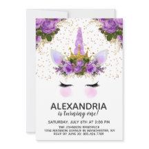 Purple Floral Unicorn Princess Birthday