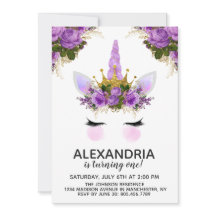 Purple Floral Unicorn Princess Birthday