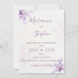 Convite Purple Floral Watercolor Wedding Invitation