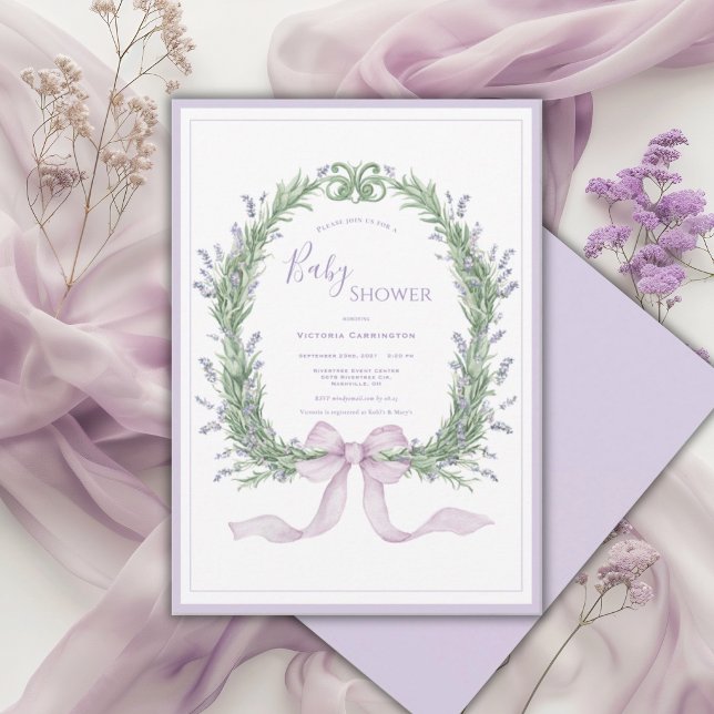 Convite Purple Floral Whimsical Vintage Baby Shower (Criador carregado)