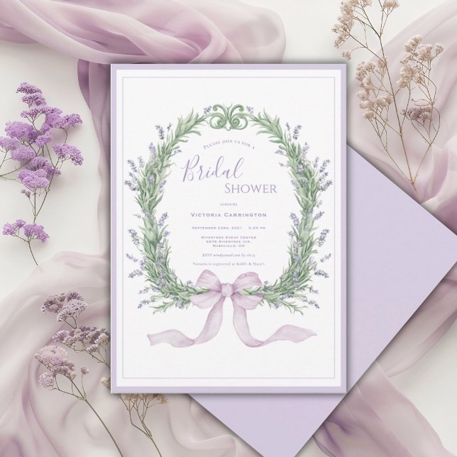 Convite Purple Floral Whimsical Vintage Bridal Shower (Criador carregado)
