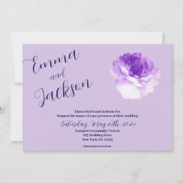 Convite Purple Flower Script Wedding Invitation