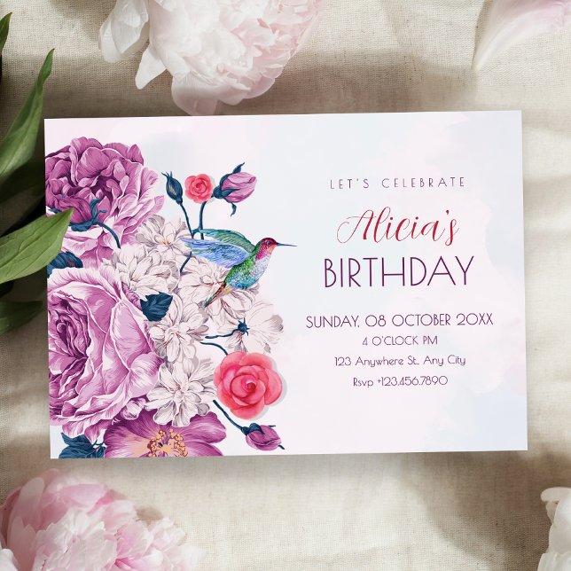 Convite Purple flowers bloom birthday (Criador carregado)