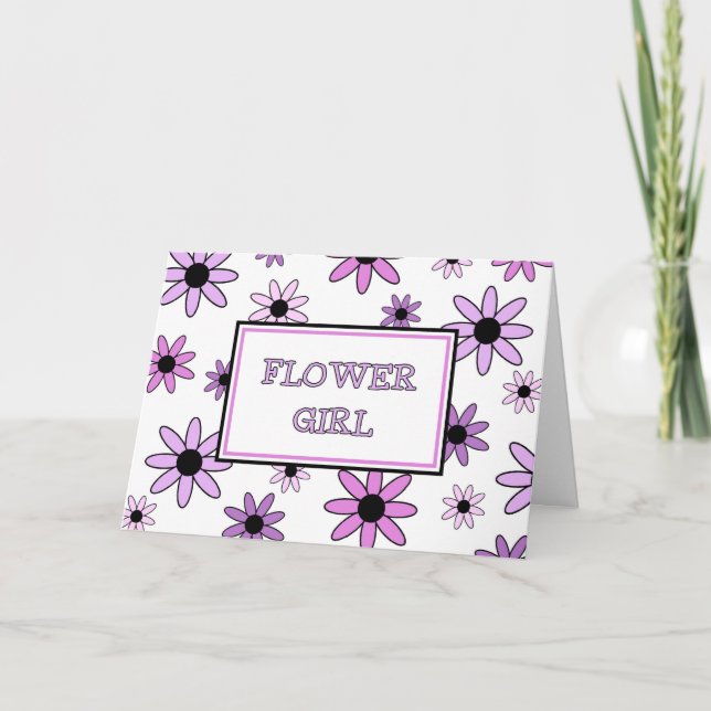 Convite Purple Flowers Flower Girl Invitation Card (Frente)