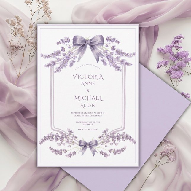 Convite Purple Frame Floral Elegant Wedding Invitation (Criador carregado)
