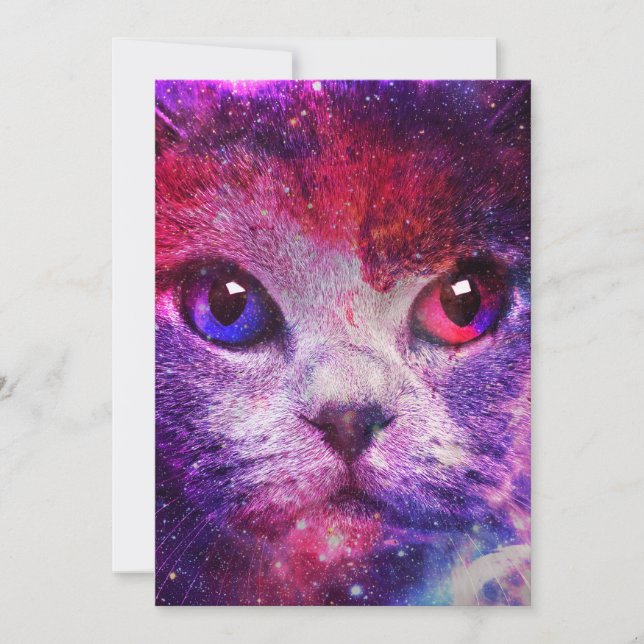 Convite Purple Galaxy Cat  (Frente)