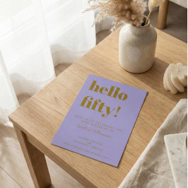 Convite Purple Gold 50th Birthday Party Modern Typography