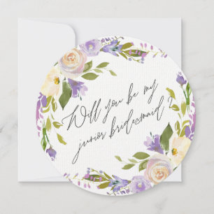 Convite Purple Greenery Floral Junior Bridesmaid Proposta