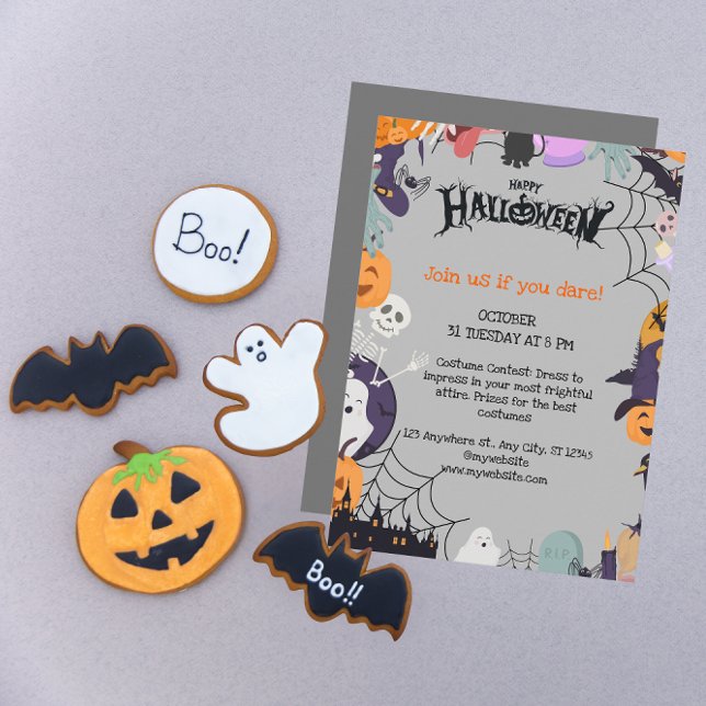 Convite Purple Halloween Spooky (Criador carregado)