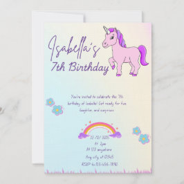 Convite Purple horse and rainbow theme 