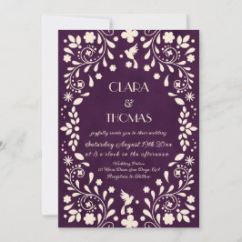 Convite Purple Ivory Mexican Wedding Photo Invitation