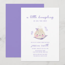 Convite Purple Kawaii Bow Dumpling Girl Baby Shower 