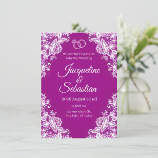 Convite Purple Lace Wedding