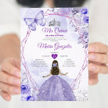 Convite Purple Lilac Mis Quince 15 Anos Crown Quinceañera<br><div class="desc">Quinceañera Purple Lilac Silver Crown Convite Mis Quince 15 Anos,  16 Anos,  Aniversário, </div>