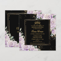 Purple Lilac Rosa Floral Dourada Quinceanera Sweet