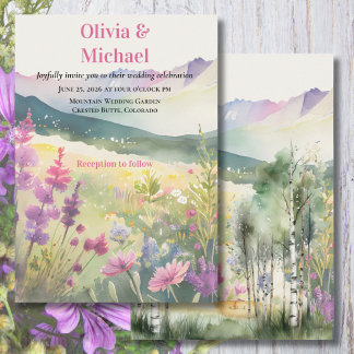 Convite Purple Mountain Wildflowers Wedding Invitation
