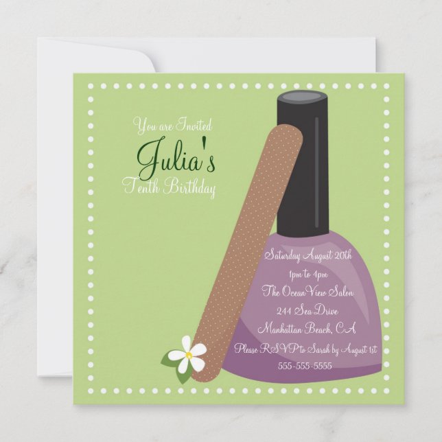 Convite Purple Nail Polish Birthday Invite (Frente)