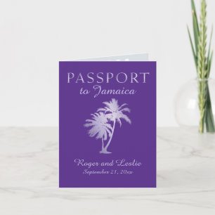 Convite Purple Palm Faux Foil Jamaica Casamento Passaporte