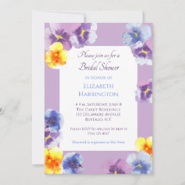 Convite Purple Pansy Watercolor Boho Bridal Shower