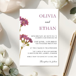Convite Purple Petunia Floral Wedding Invitation