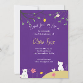 Convite Purple Playful Birthday Invitation for Kids