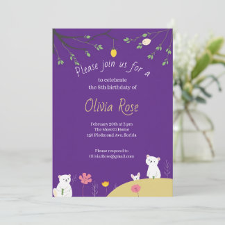 Convite Purple Playful Birthday Invitation for Kids