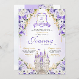 Convite Purple Princess Castle Lavanda Real Quinceanera