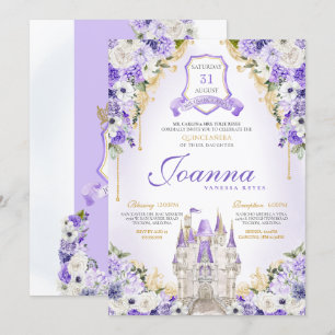 Convite Purple Princess Castle Lavanda Real Quinceanera