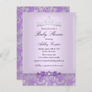 Convite Purple Princess Chá de fraldas Tiara