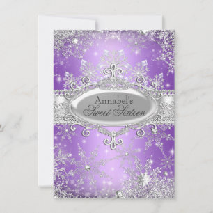 Convite Purple Princess Winter Wonderland Sweet 16