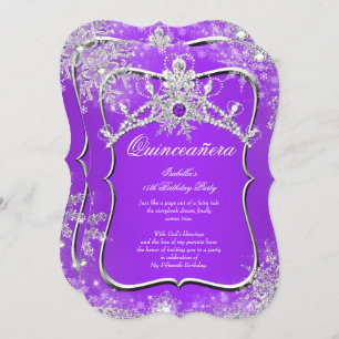 Convite Purple Quinceanera 15 Winter Wonderland