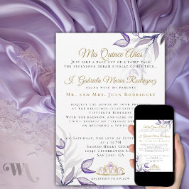 Convite Purple Quinceañera Mis Quince Años