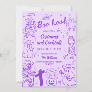 Convite Purple Quirky Hand Drake Festa de Cowboy Halloween