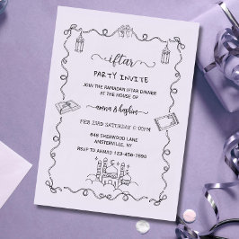 Convite Purple Ramadan Bow doodle ramadan iftar invitation