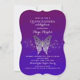 Convite Purple Royal Blue Quinceanera
