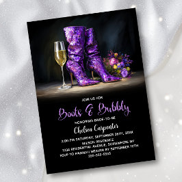 Convite Purple Sequin Boots and Bubbly Bridal Shower