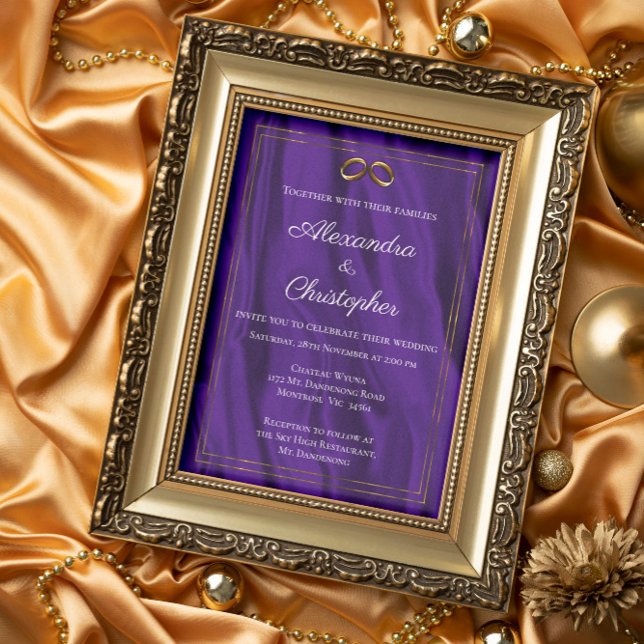 Convite Purple Silk and Gold Wedding (Criador carregado)