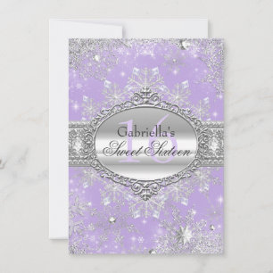 Convite Purple Snowflake Winter Wonderland Sweet 1