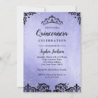 Purple Sparkle Tiara Damask Quinceanera