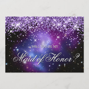 Convite Purple Sparkly Glitter Celestial Party
