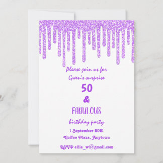 Convite Purple Sparkly Wax 50 E Fabuloso Aniversário