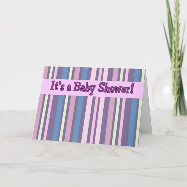 Convite Purple Stripe Baby Shower Invitations (Frente)