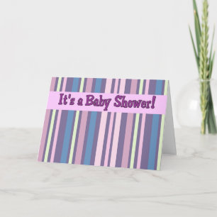 Convite Purple Stripe Baby Shower Invitations