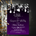 Convite Purple Surprise 18th Festa de aniversário<br><div class="desc">Este convite de 18 anos para surpresa roxa foi feito para estabelecer a palco de uma celebração verdadeiramente memorável. Os modelos de texto personalizáveis permitem adicionar o nome do convidado honrado, os detalhes da festa secreta e o local com facilidade. O seu amado estará presente durante uma noite de risos...</div>
