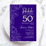 Convite Purple Surprise 50th Birthday<br><div class="desc">Surpresa Roxa 50º Convite de Aniversário. A design feminina moderna minimalista apresenta sotaques botânicos e letra de script de tipografia. Simples cartão de convite floral perfeito para uma festa surpresa na moda. Impressos convites Zazzle ou modelo de impressão digital instantânea para download.</div>